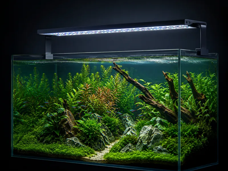 LED light bar over a planted aquarium